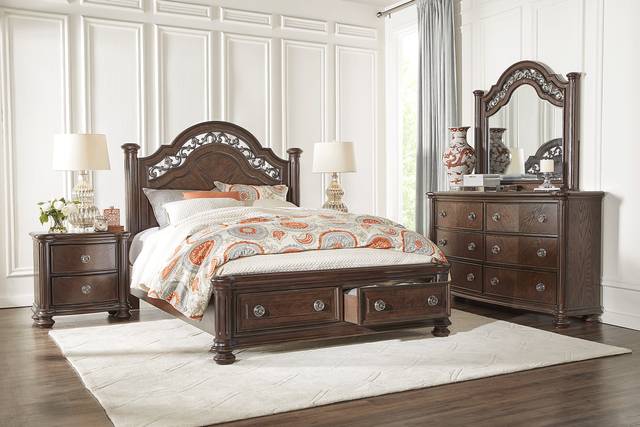 Anastasia Brown 5 Pc Queen Panel Bedroom with Storage - Thumbnail - Image 1