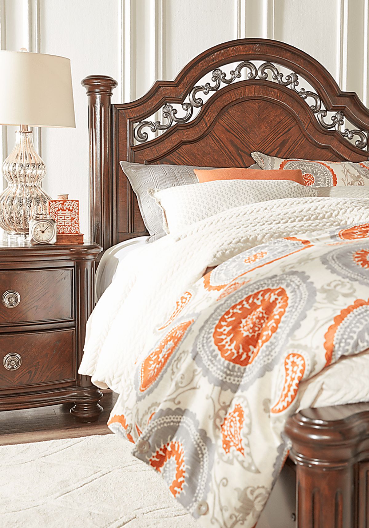 Anastasia 7 Pc Brown Dark Wood King Bedroom Set With Dresser, Mirror, 3 ...