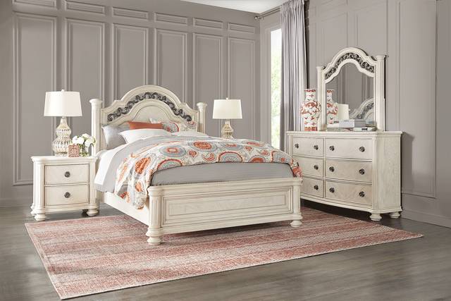 Anastasia White 7 Pc King Panel Bedroom - Thumbnail - Image 1