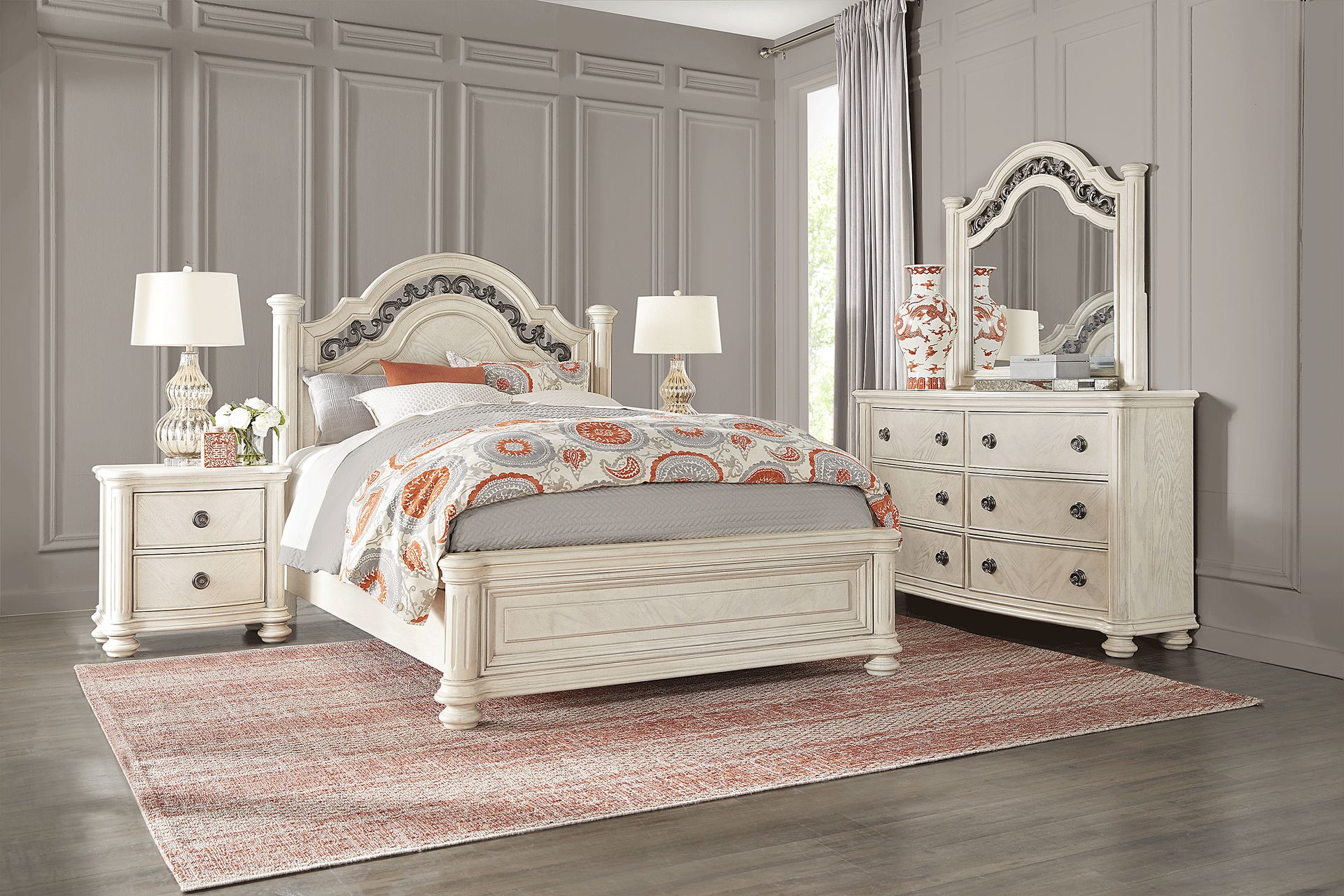 Anastasia White 7 Pc King Panel Bedroom - Image 1