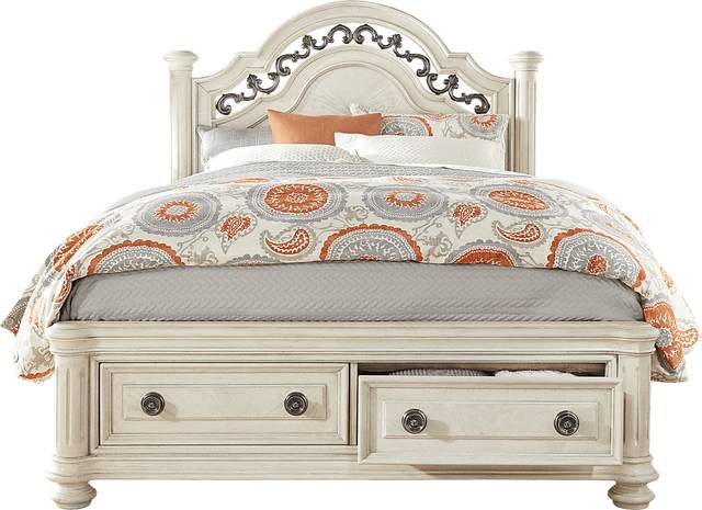 Anastasia White 7 Pc King Panel Bedroom with Storage - Thumbnail - Image 2