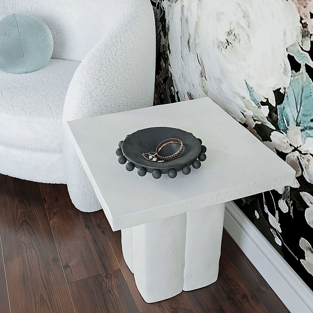Anayla White Side Table