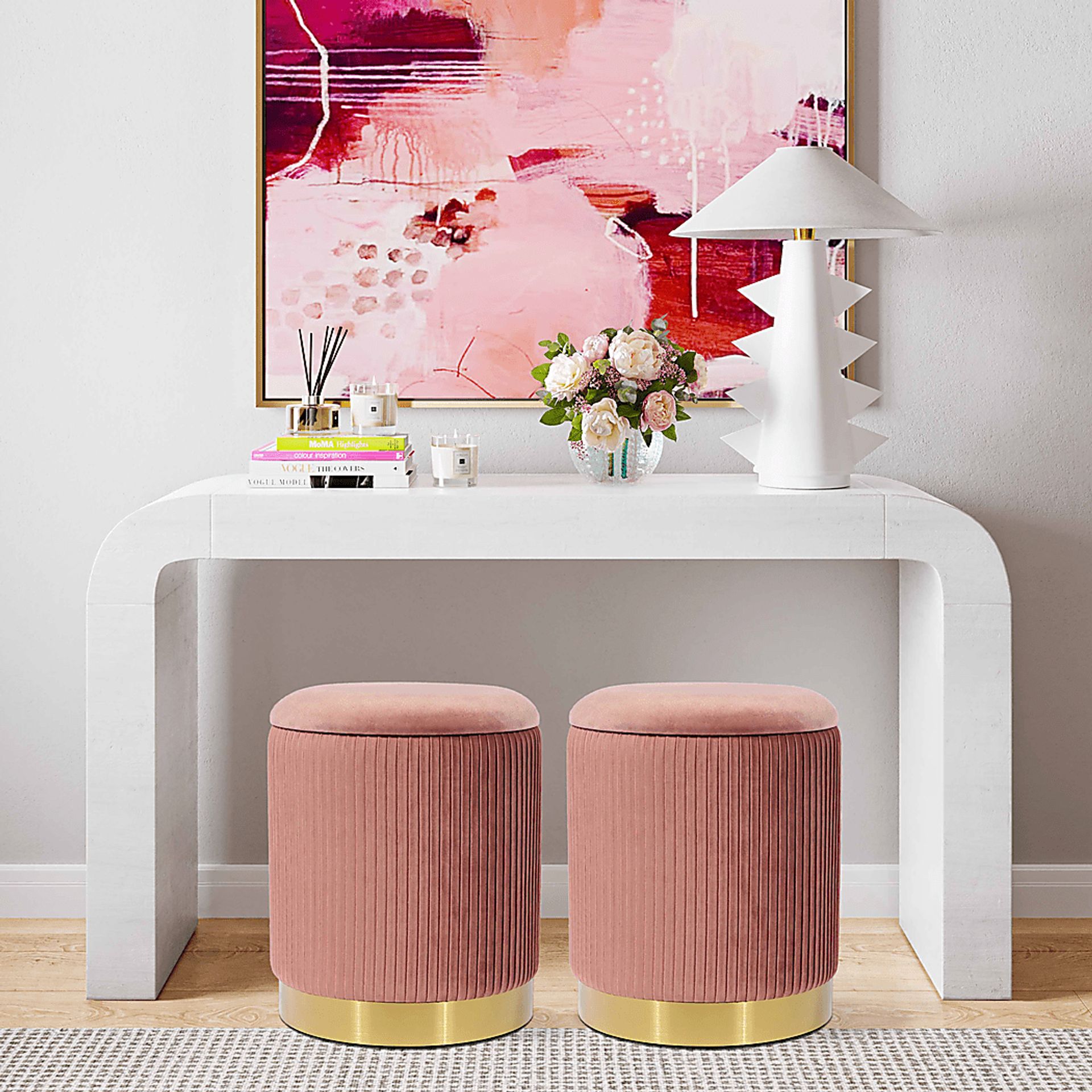 Anellar Pink Blush Storage Ottoman - Image 7
