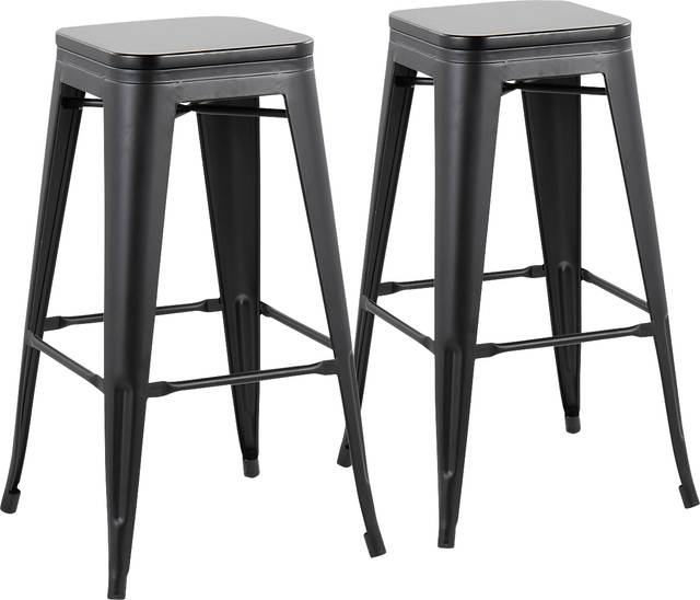 Aneolo I Black Barstool, Set of 2 - Thumbnail - Image 1
