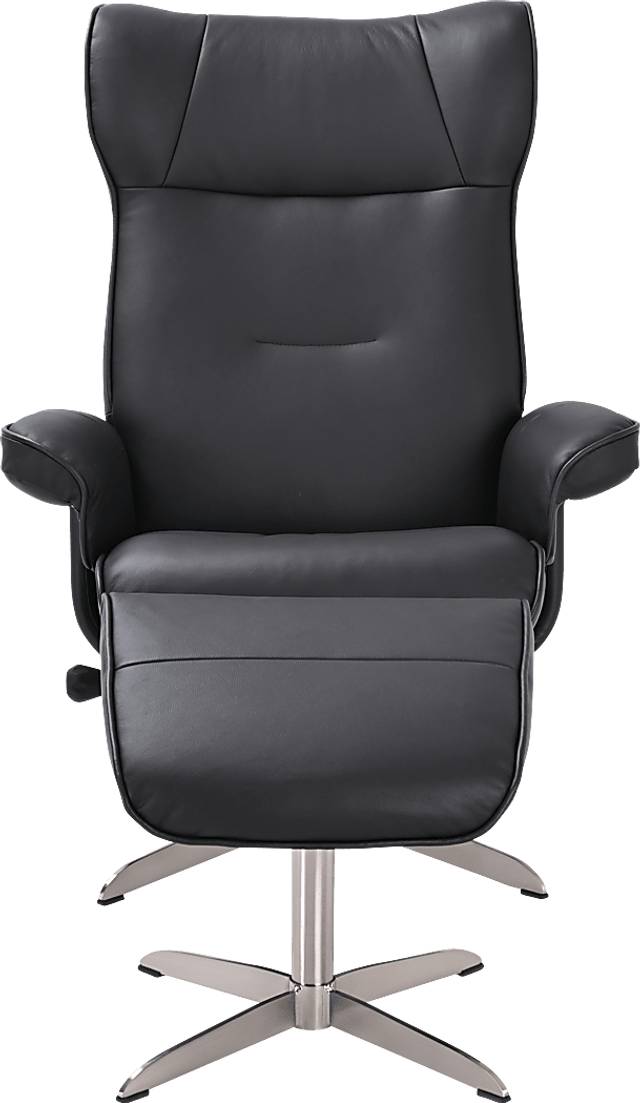 Aneoura Black Recliner and Ottoman - Thumbnail - Image 3