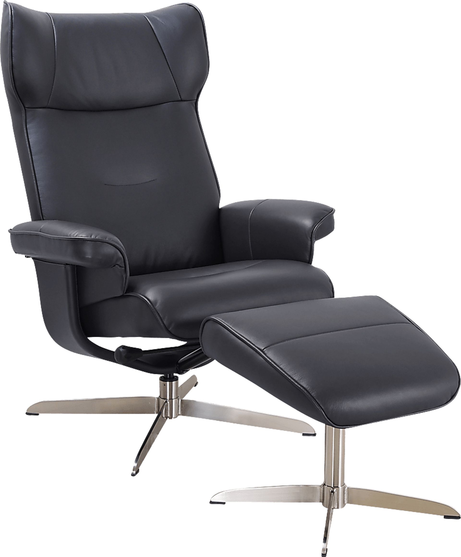 Aneoura Black Recliner and Ottoman - Image 1