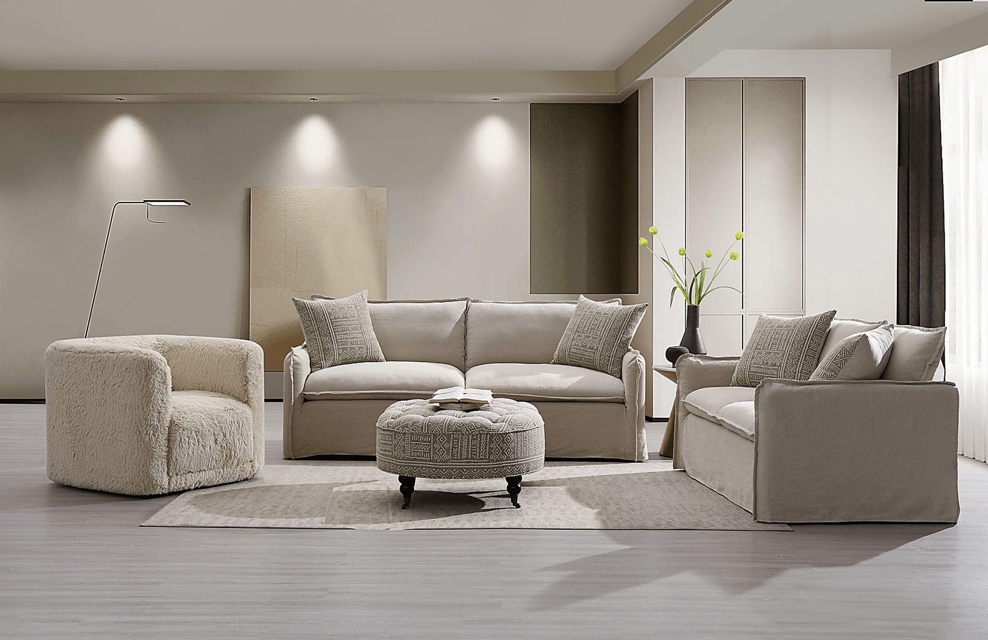 Angelfisha Beige Swivel Accent Chair - Image 2