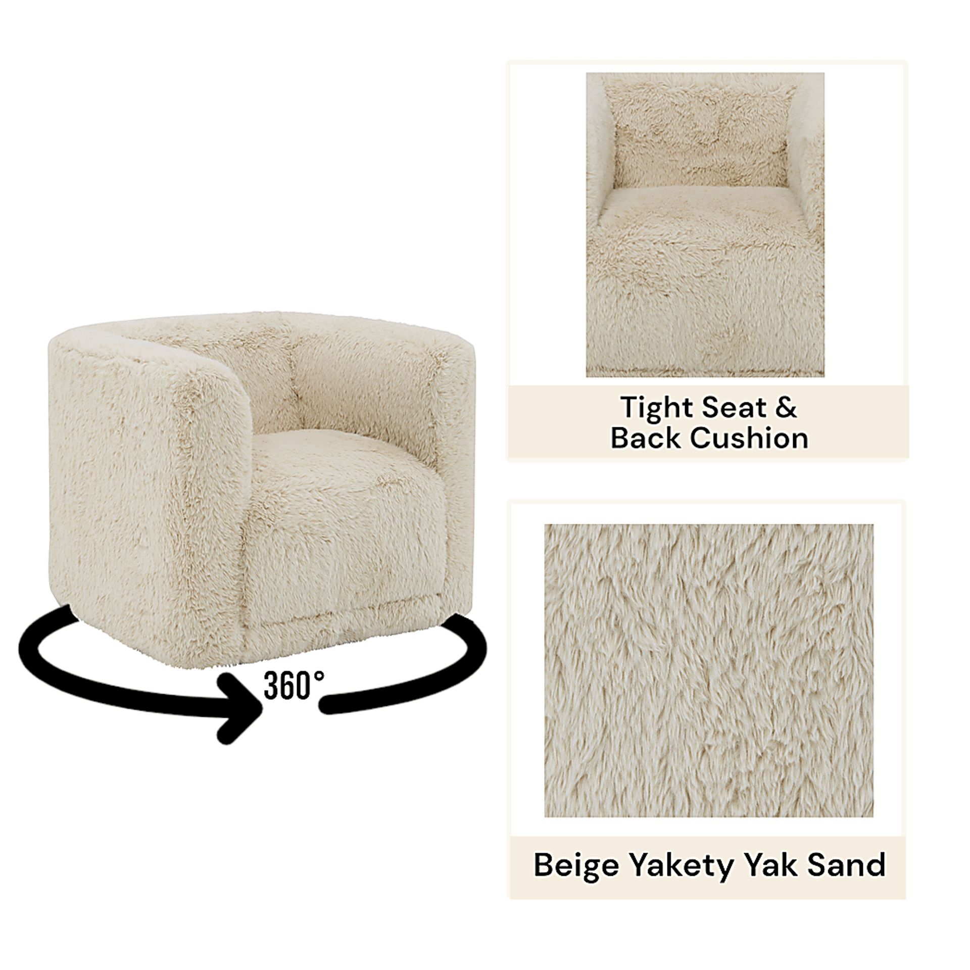 Angelfisha Beige Swivel Accent Chair - Image 7