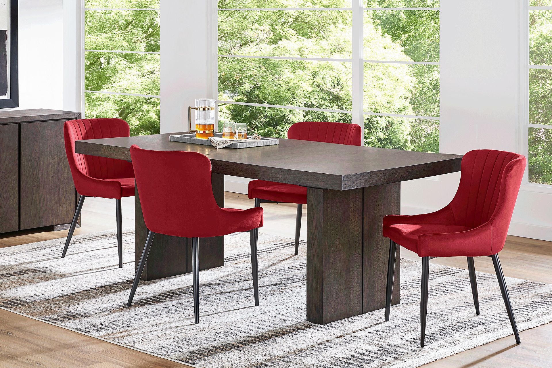 Angelica Brown 5 Pc Dining Room with Bordeaux Side Chairs - Image 1