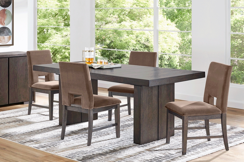 Angelica Brown 5 Pc Dining Room with Gray Side Chairs