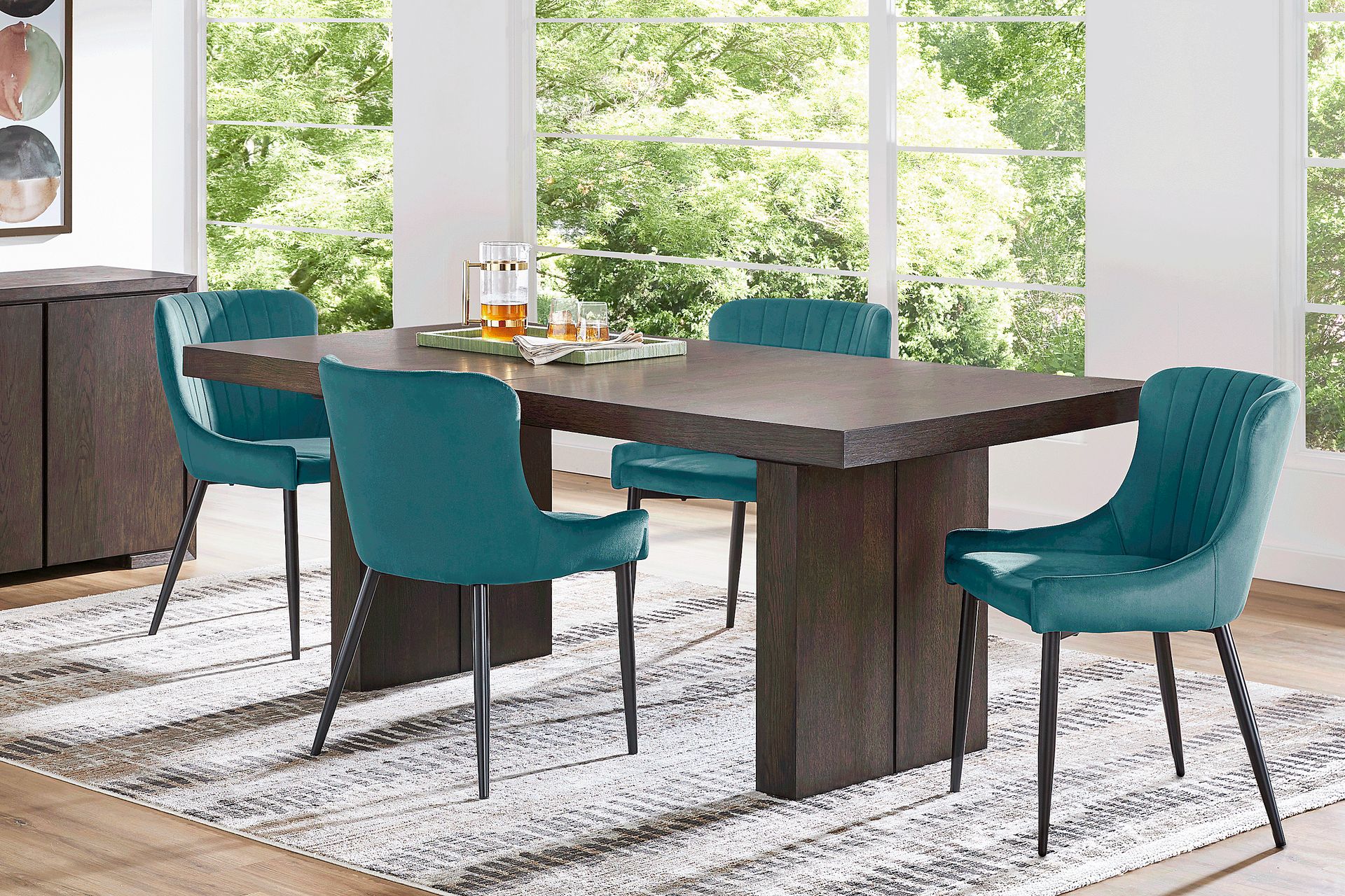 Angelica Brown 5 Pc Dining Room with Ink Side Chairs - Image 1