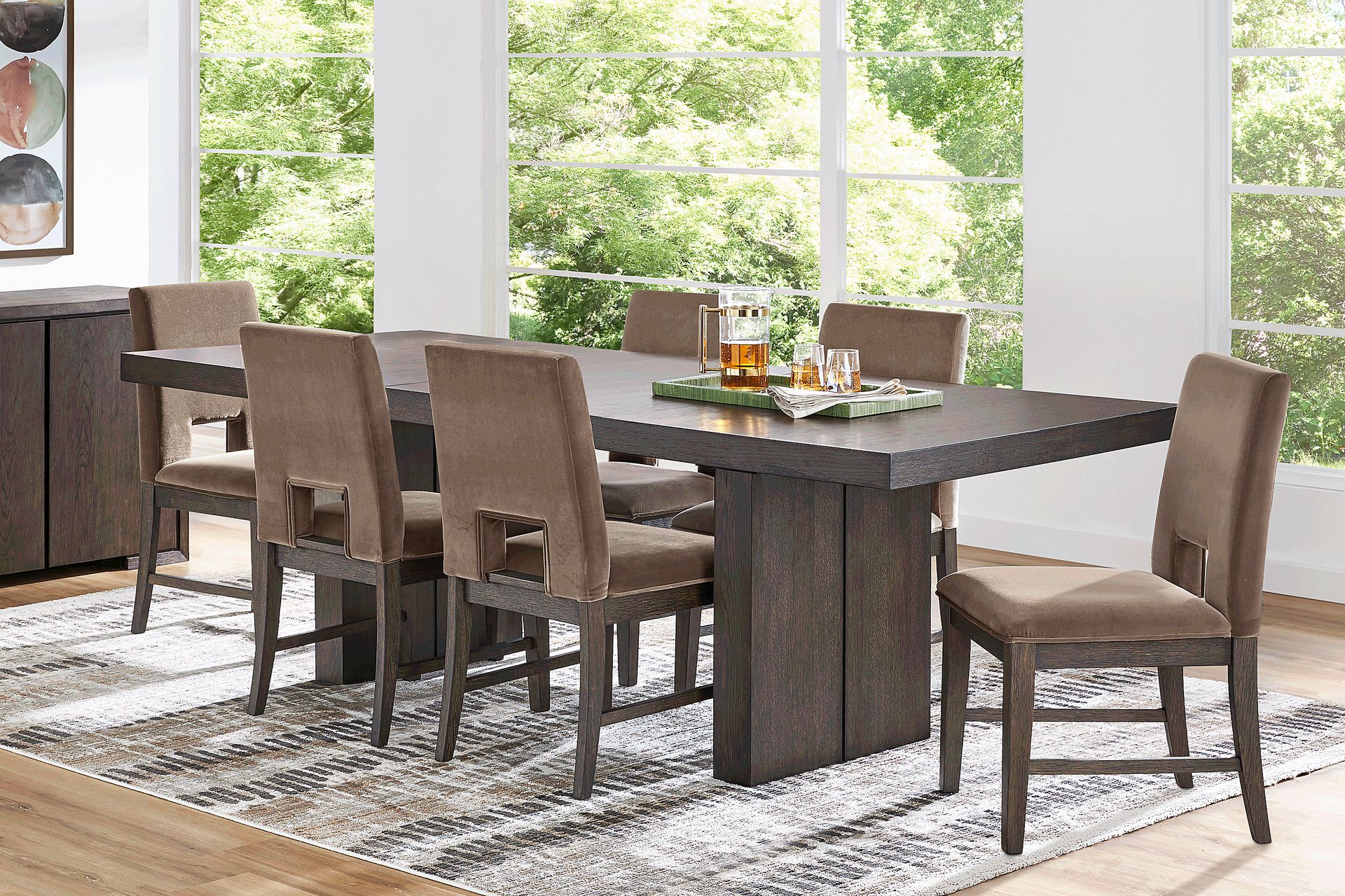 Angelica Brown 7 Pc Dining Room with Gray Side Chairs - Image 1