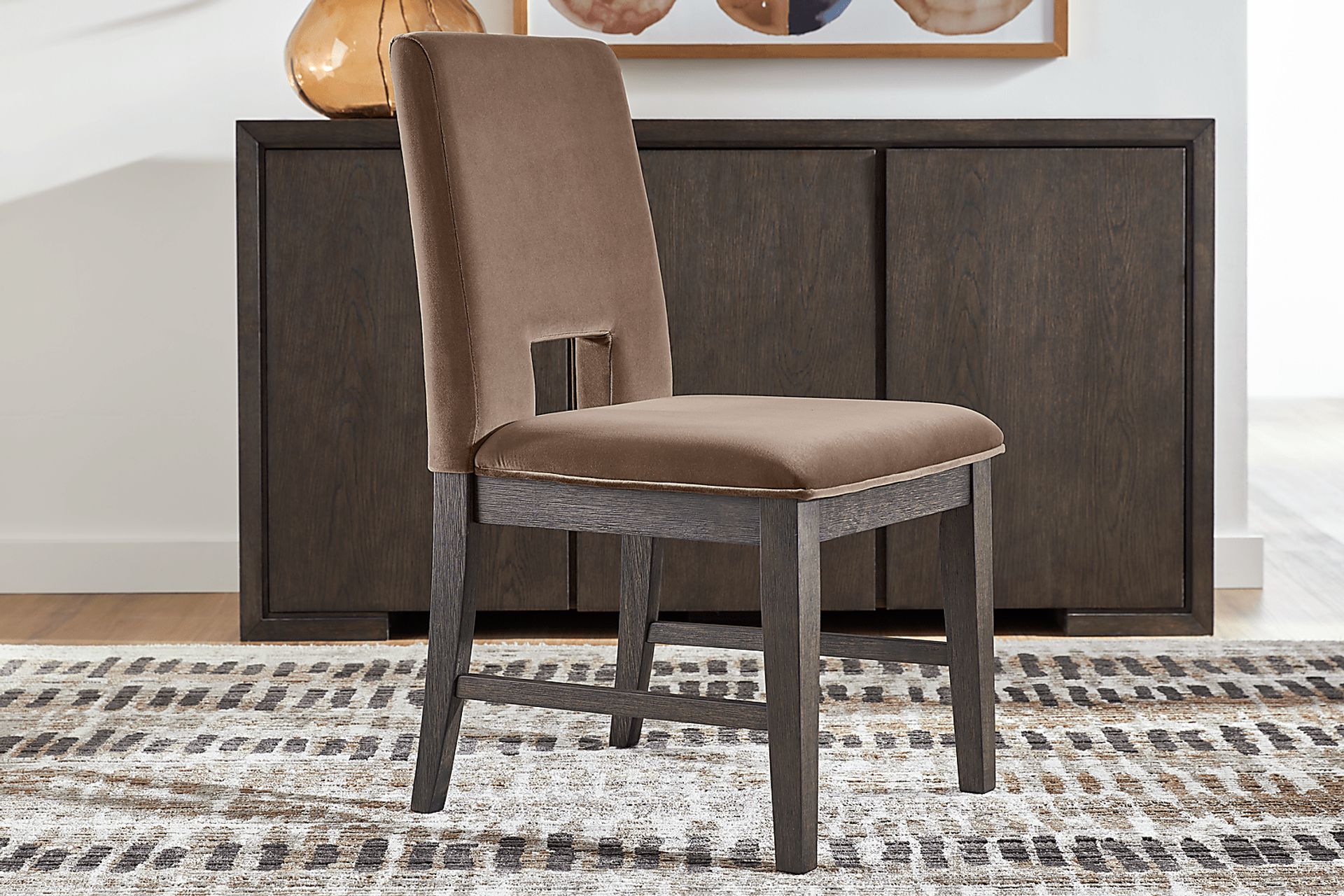 Angelica Brown 5 Pc Dining Room with Gray Side Chairs - Image 5