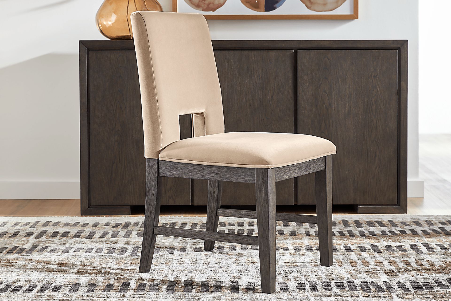 Angelica Brown 5 Pc Dining Room with Tan Side Chairs - Image 5