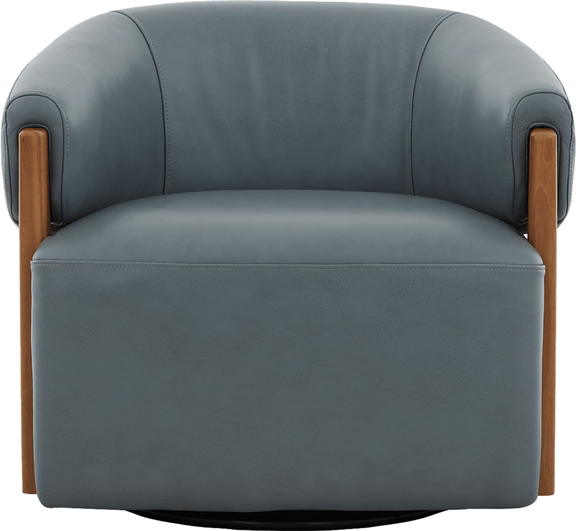 Angelini Blue Leather Swivel Chair - Image 2