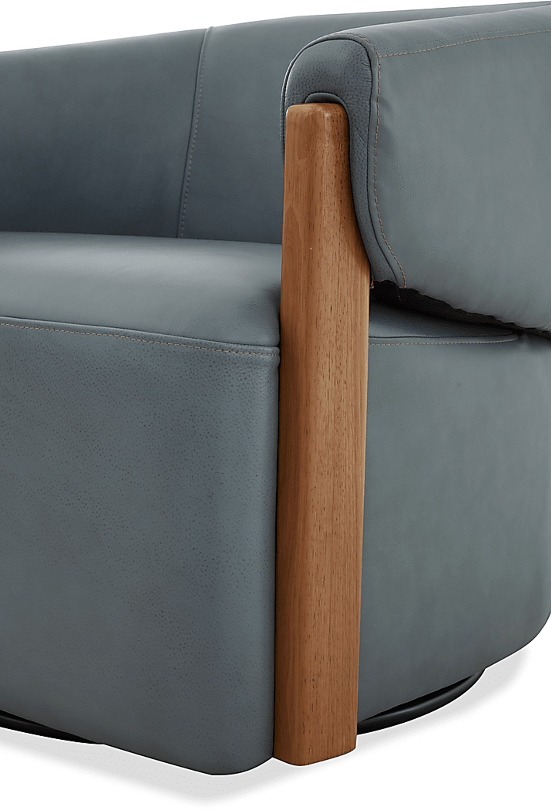 Angelini Blue Leather Swivel Chair - Image 3
