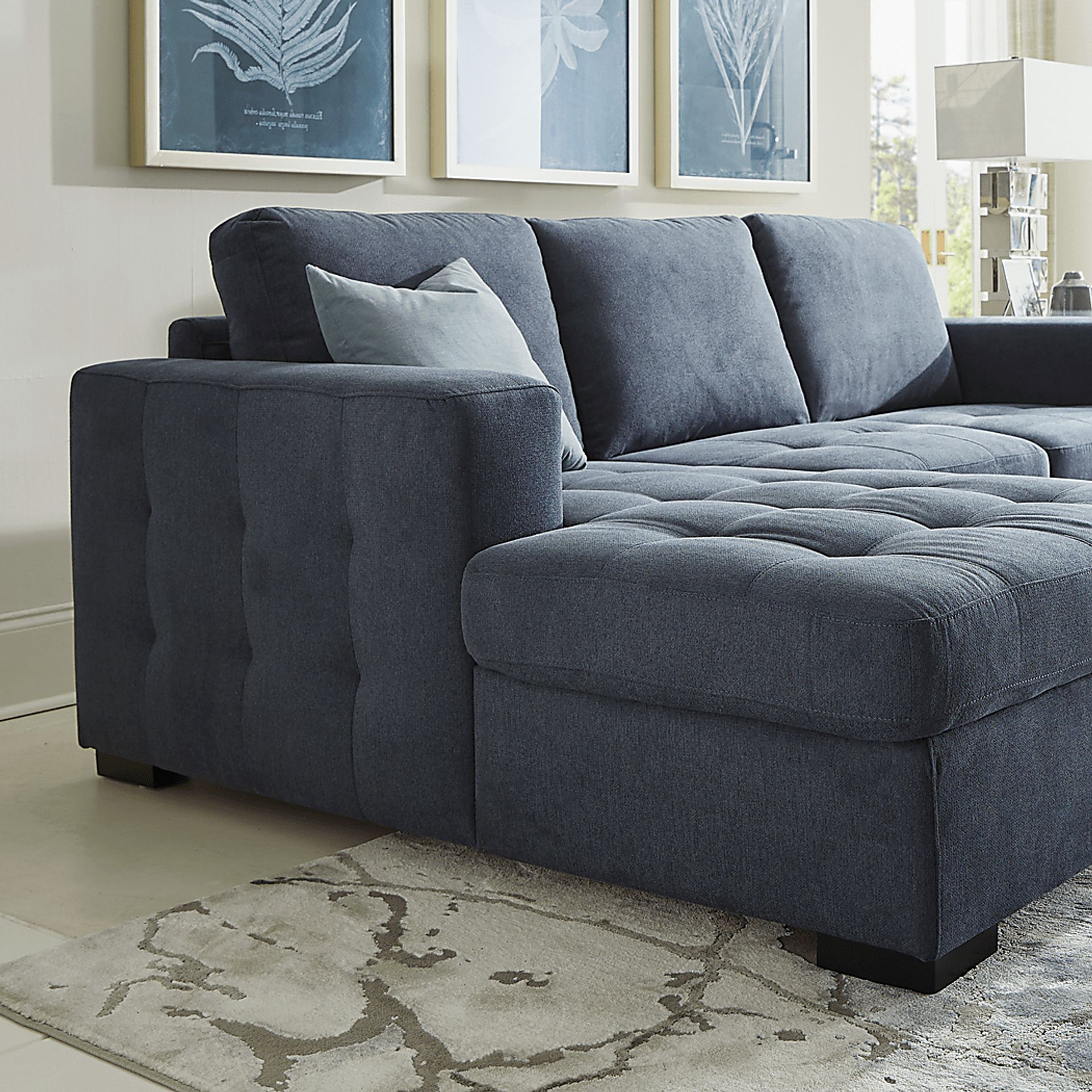 Angelino Heights Blue 2 Pc Sleeper Sectional - Image 4