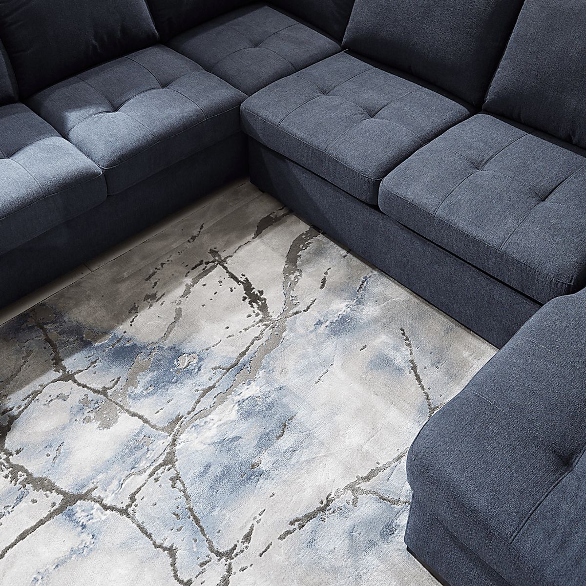 Angelino Heights Blue Polyester Fabric 3 Pc Right Arm Chaise Sleeper