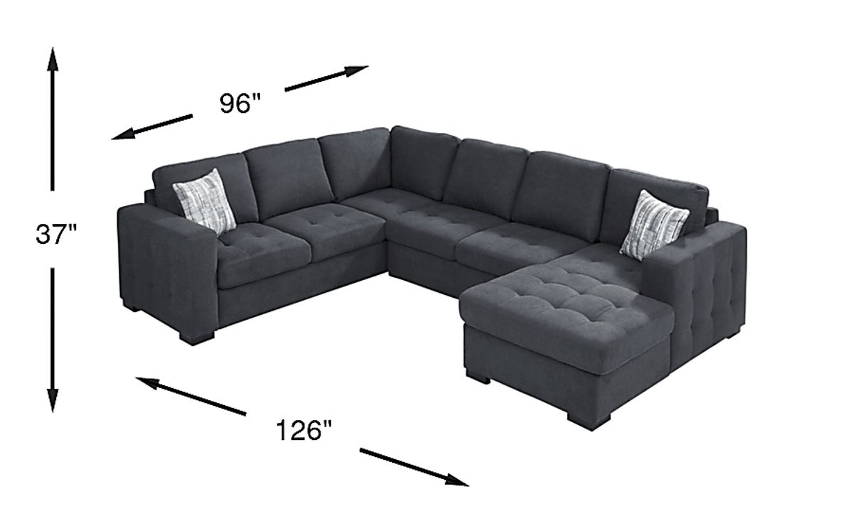 Angelino Heights Blue Polyester Fabric 3 Pc Right Arm Chaise Sleeper