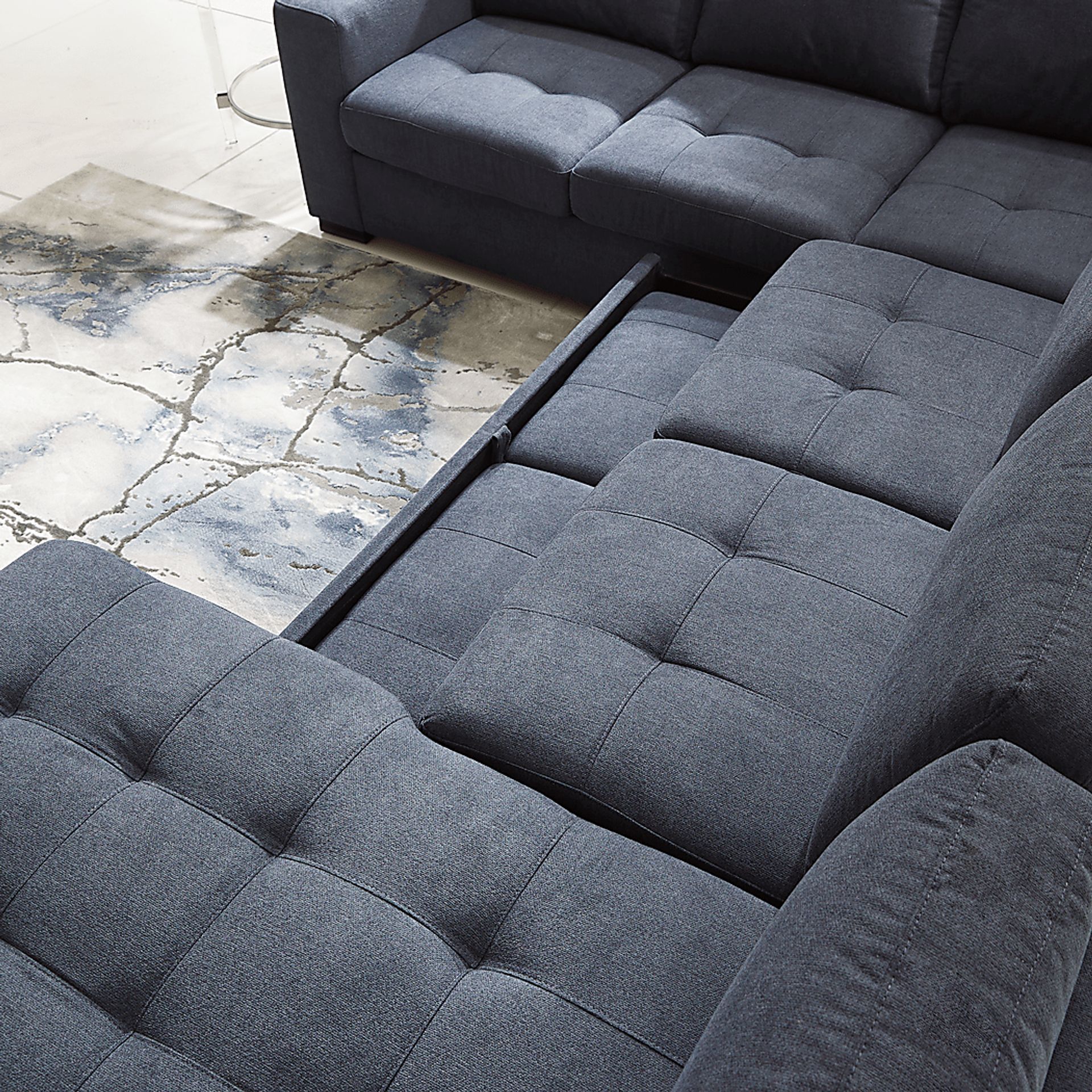 Angelino Heights Blue 3 Pc Sleeper Sectional - Image 4