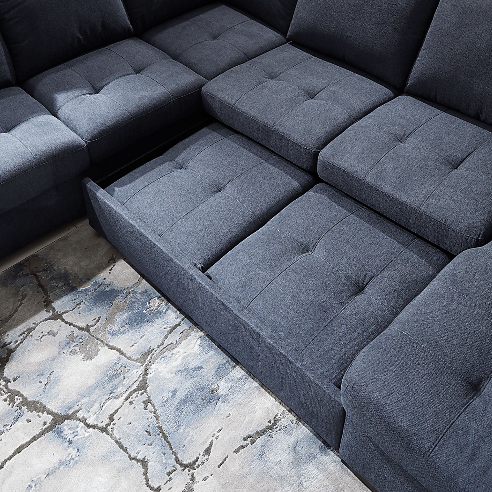 Angelino Heights Blue 3 Pc Sleeper Sectional - Image 5