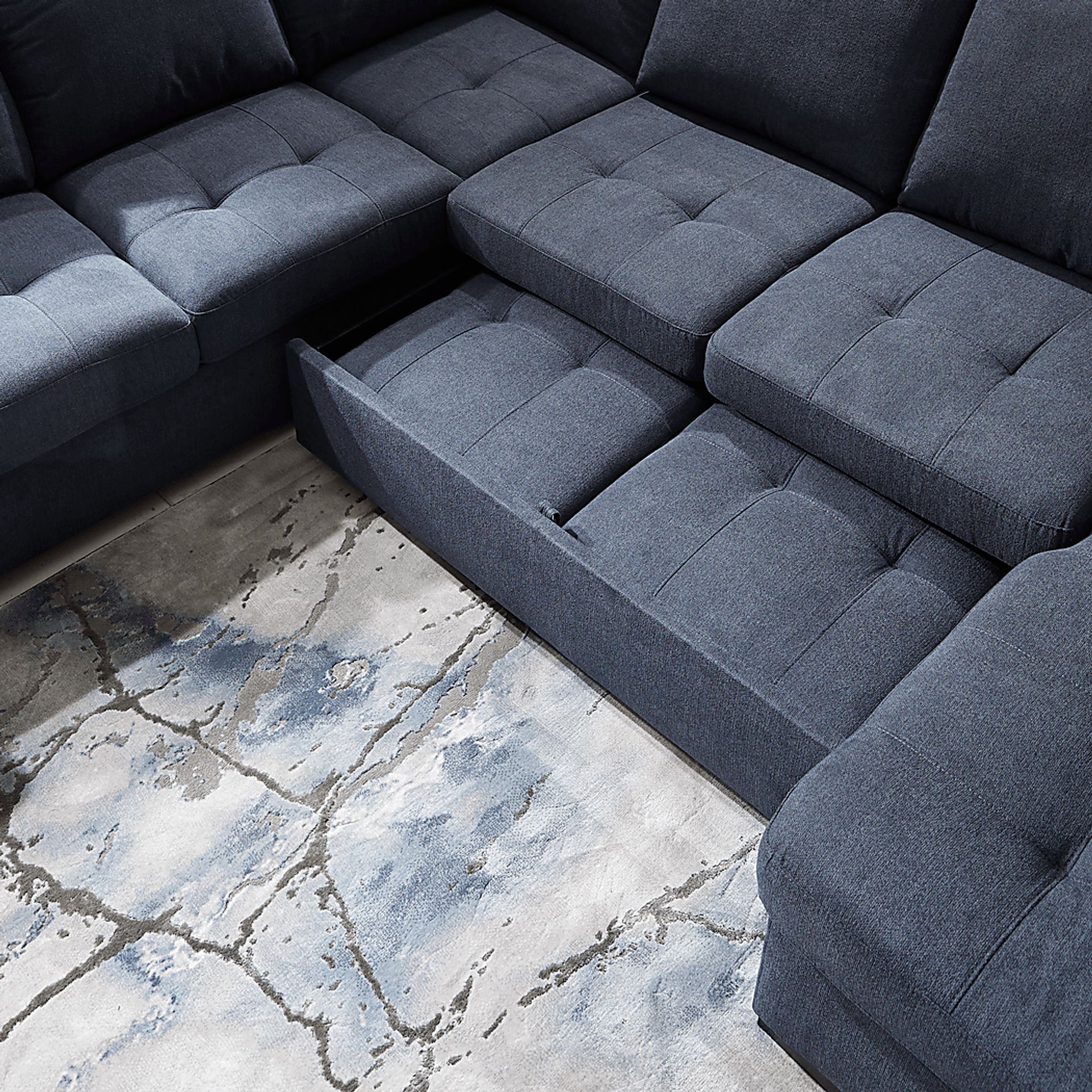Angelino Heights Blue 3 Pc Sleeper Sectional - Image 6