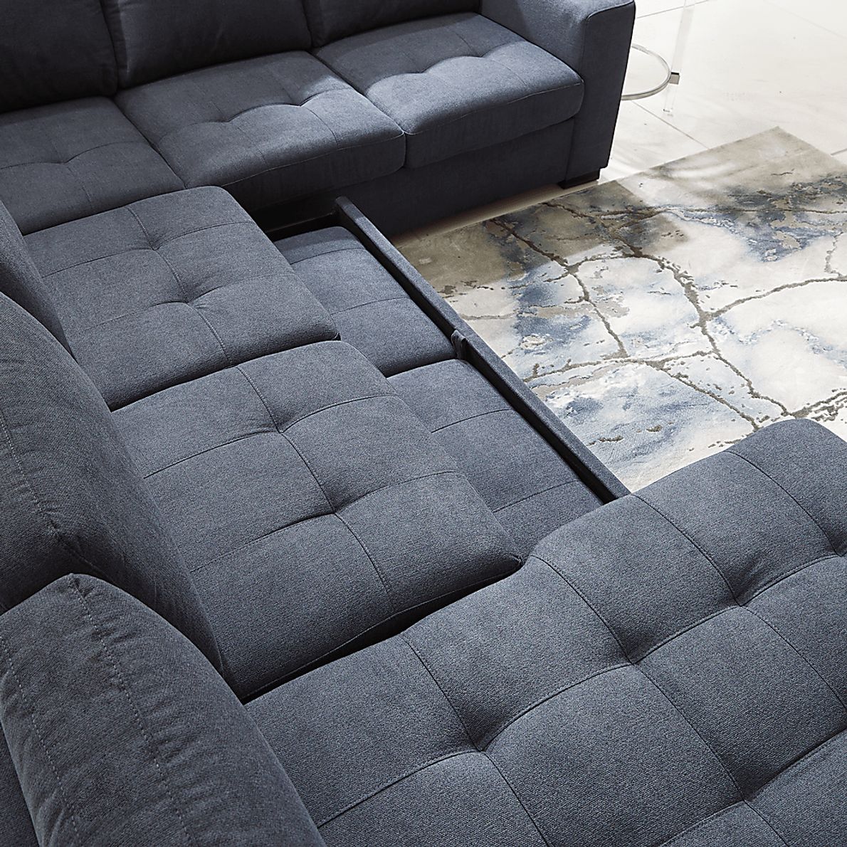 Angelino Heights Blue 3 Pc Sleeper Sectional Rooms To Go