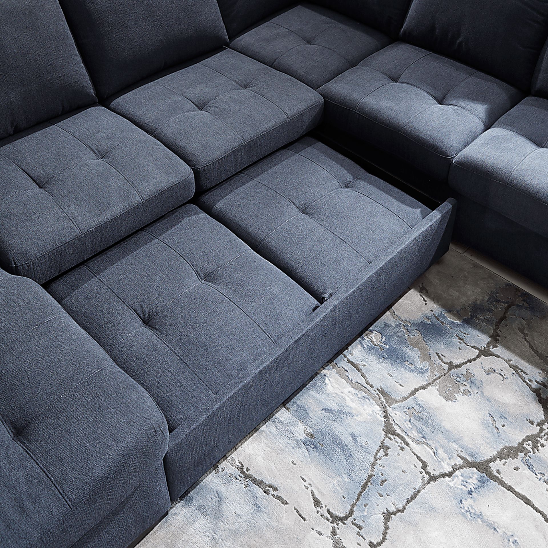 Angelino Heights Blue 3 Pc Sleeper Sectional - Image 5