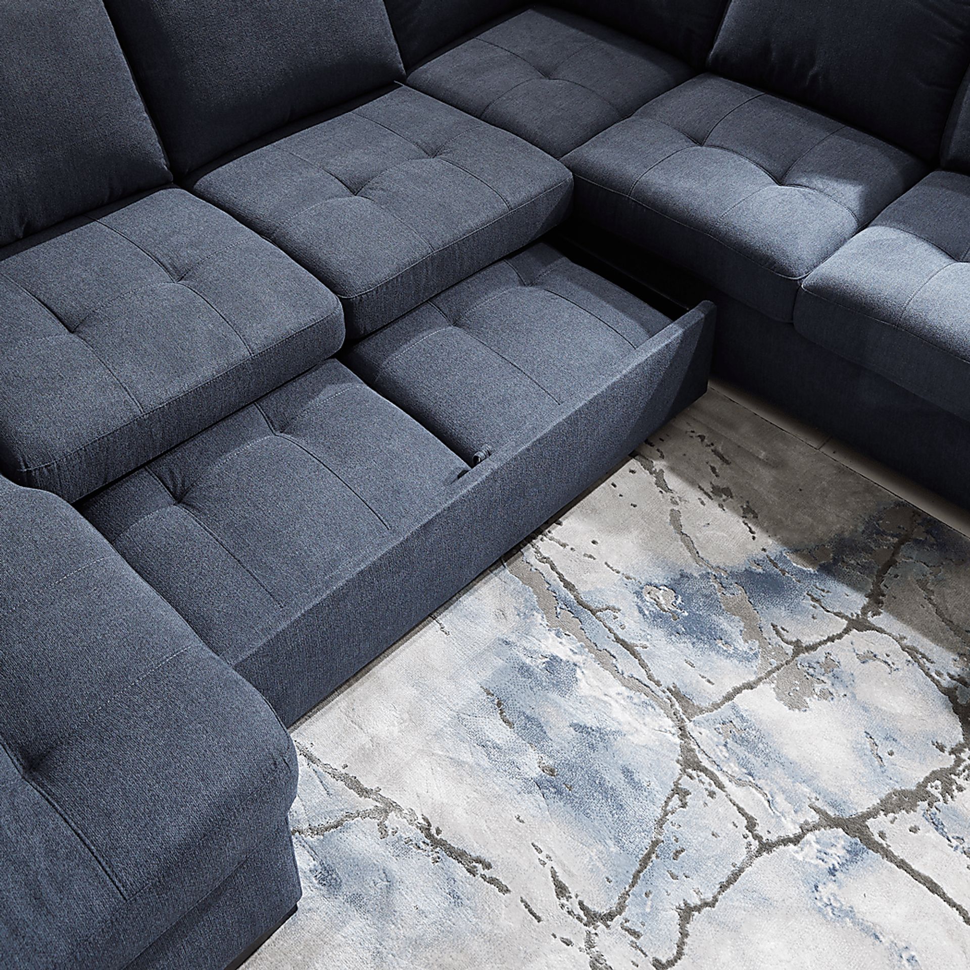 Angelino Heights Blue 3 Pc Sleeper Sectional - Image 6