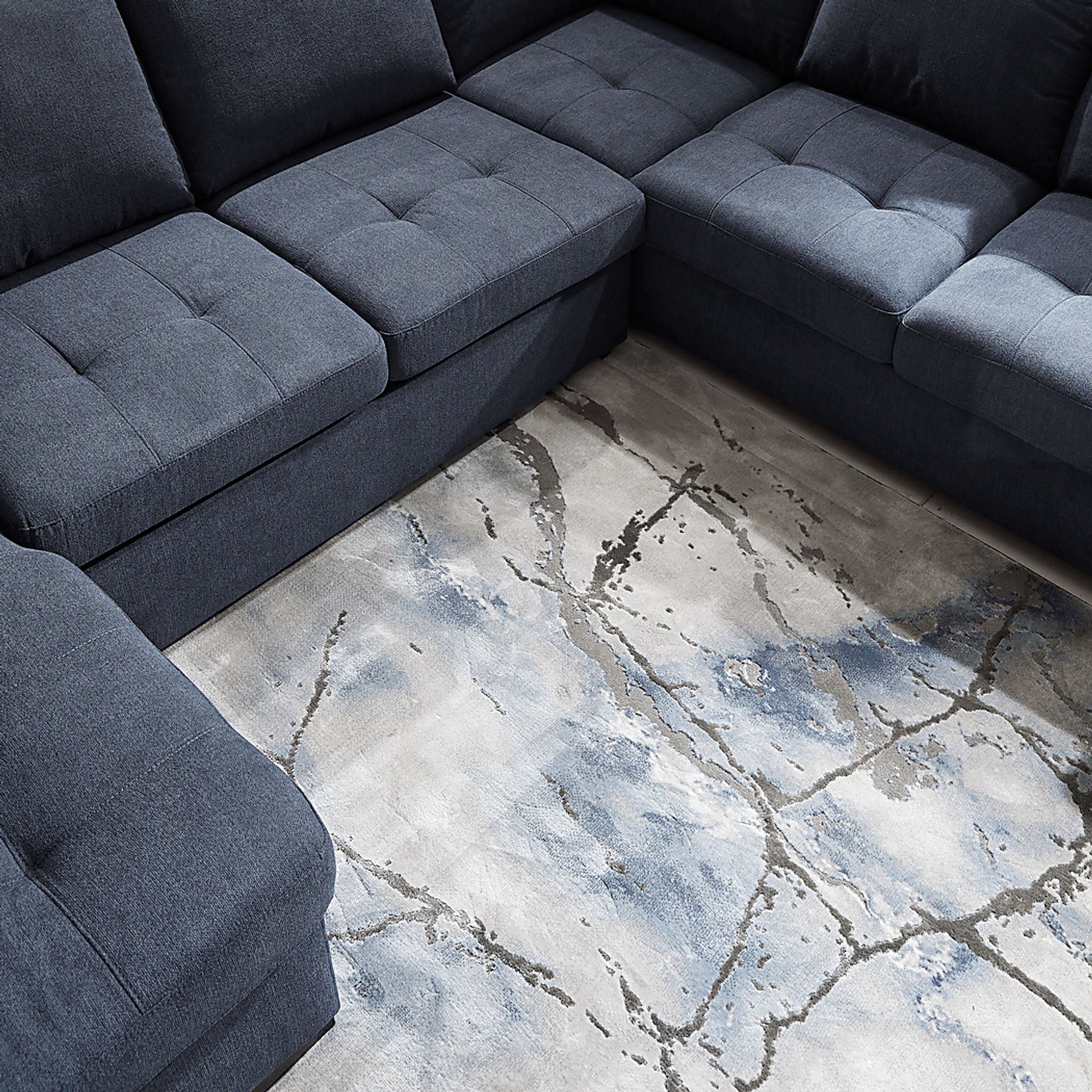 Angelino Heights Blue 3 Pc Sleeper Sectional - Image 7