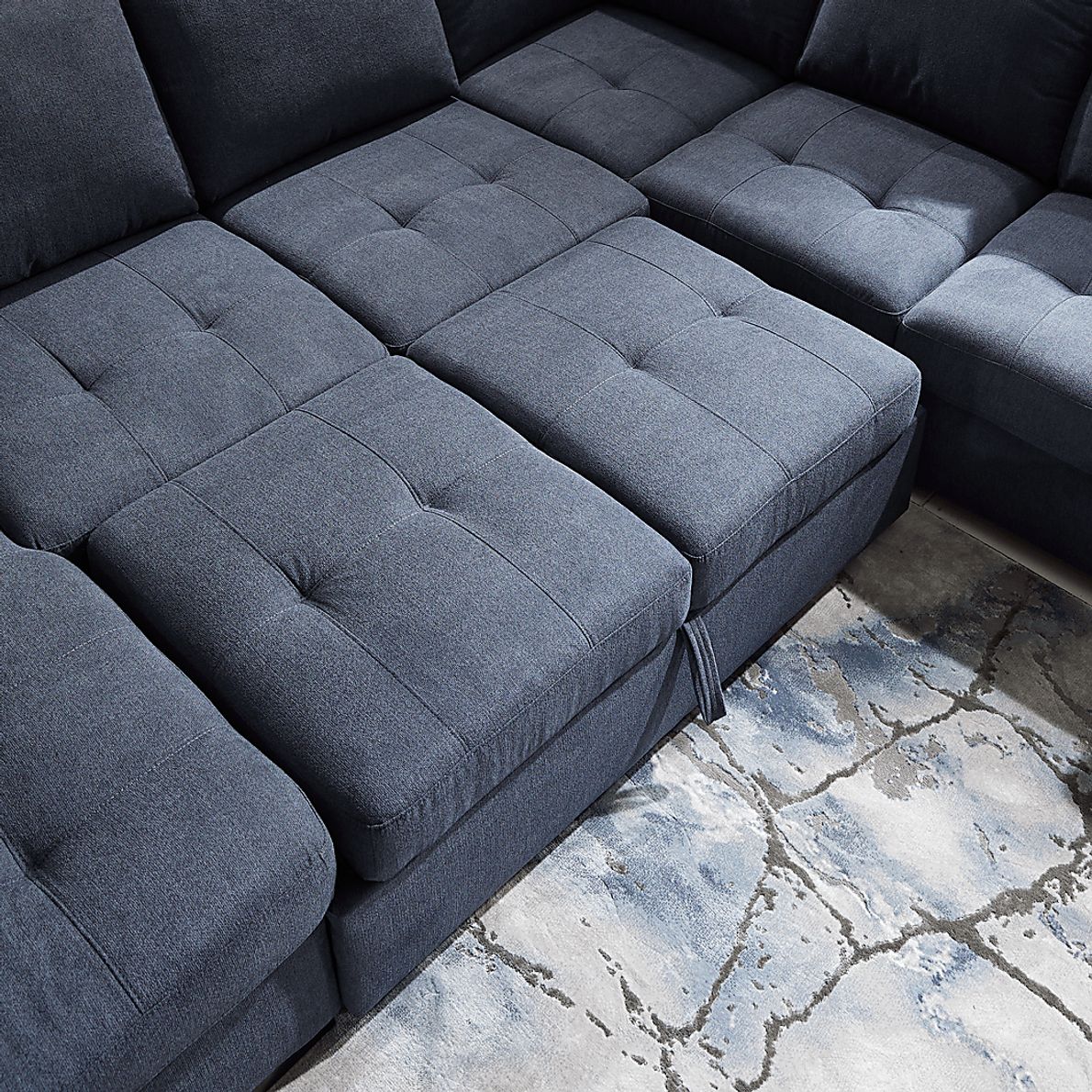 Angelino Heights Blue 3 Pc Sleeper Sectional Rooms To Go