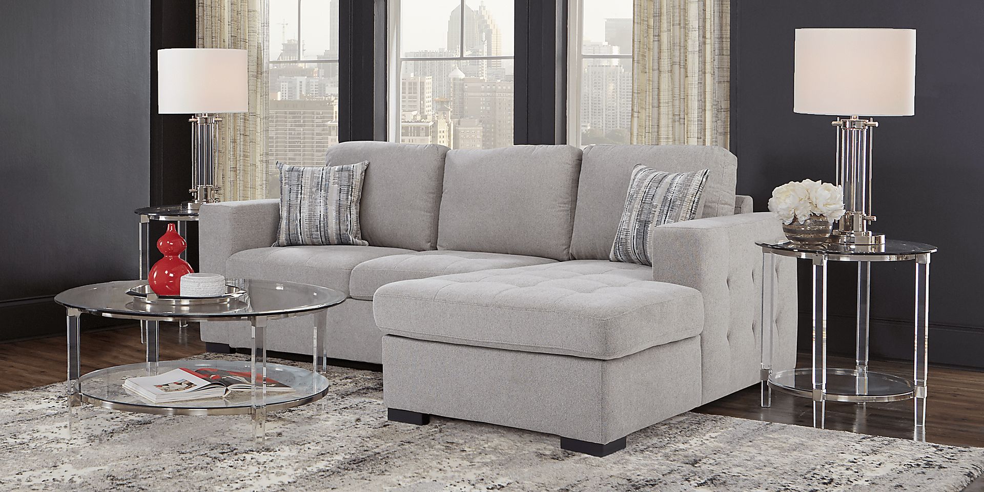 Angelino Heights Gray 5 Pc Sleeper Sectional Living Room - Image 2