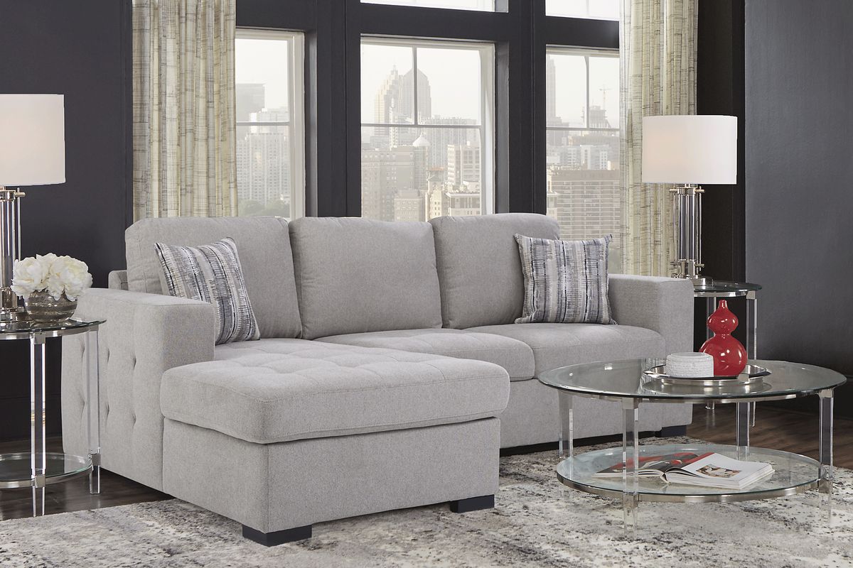 Angelino Heights Gray Polyester Fabric 2 Pc Left Arm Chaise Sectional Rooms to Go
