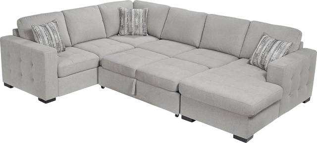 Angelino Heights Gray 3 Pc Sleeper Sectional - Thumbnail - Image 4