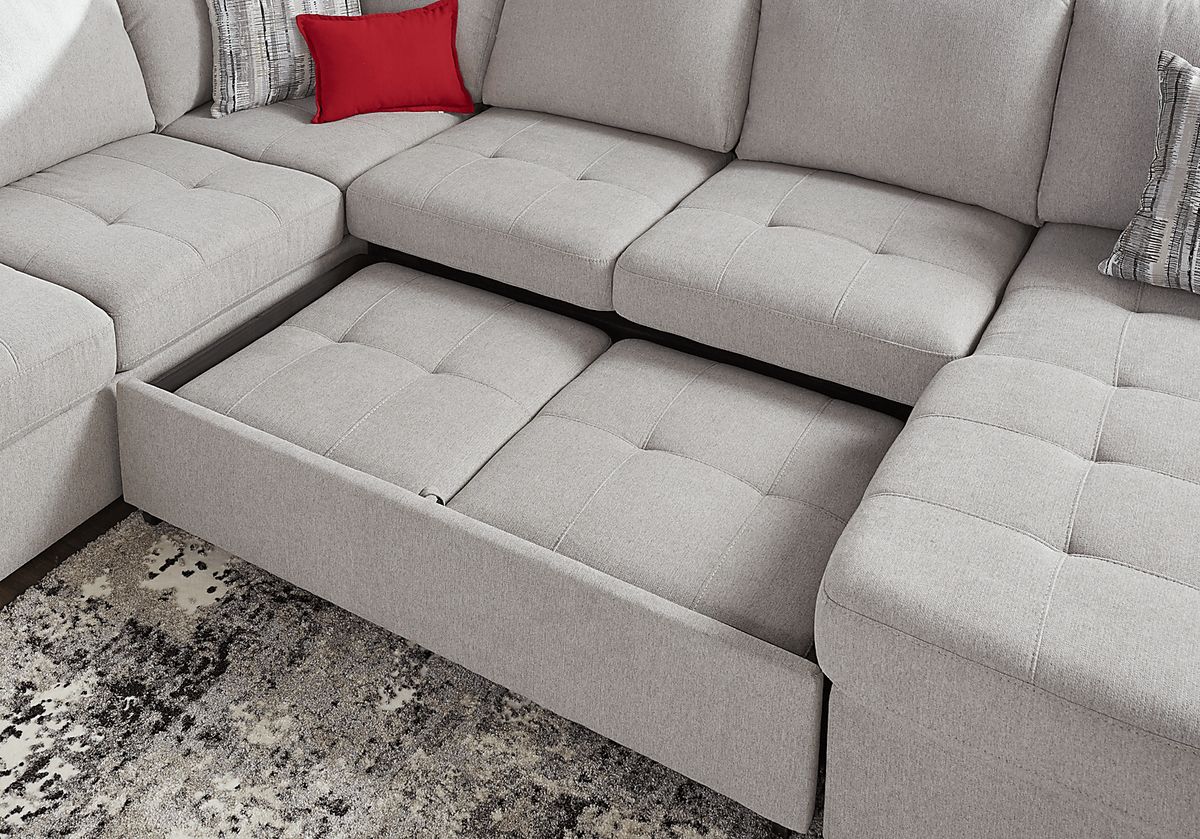 Angelino Heights 3 Pc Gray Polyester Fabric Sleeper Sectional