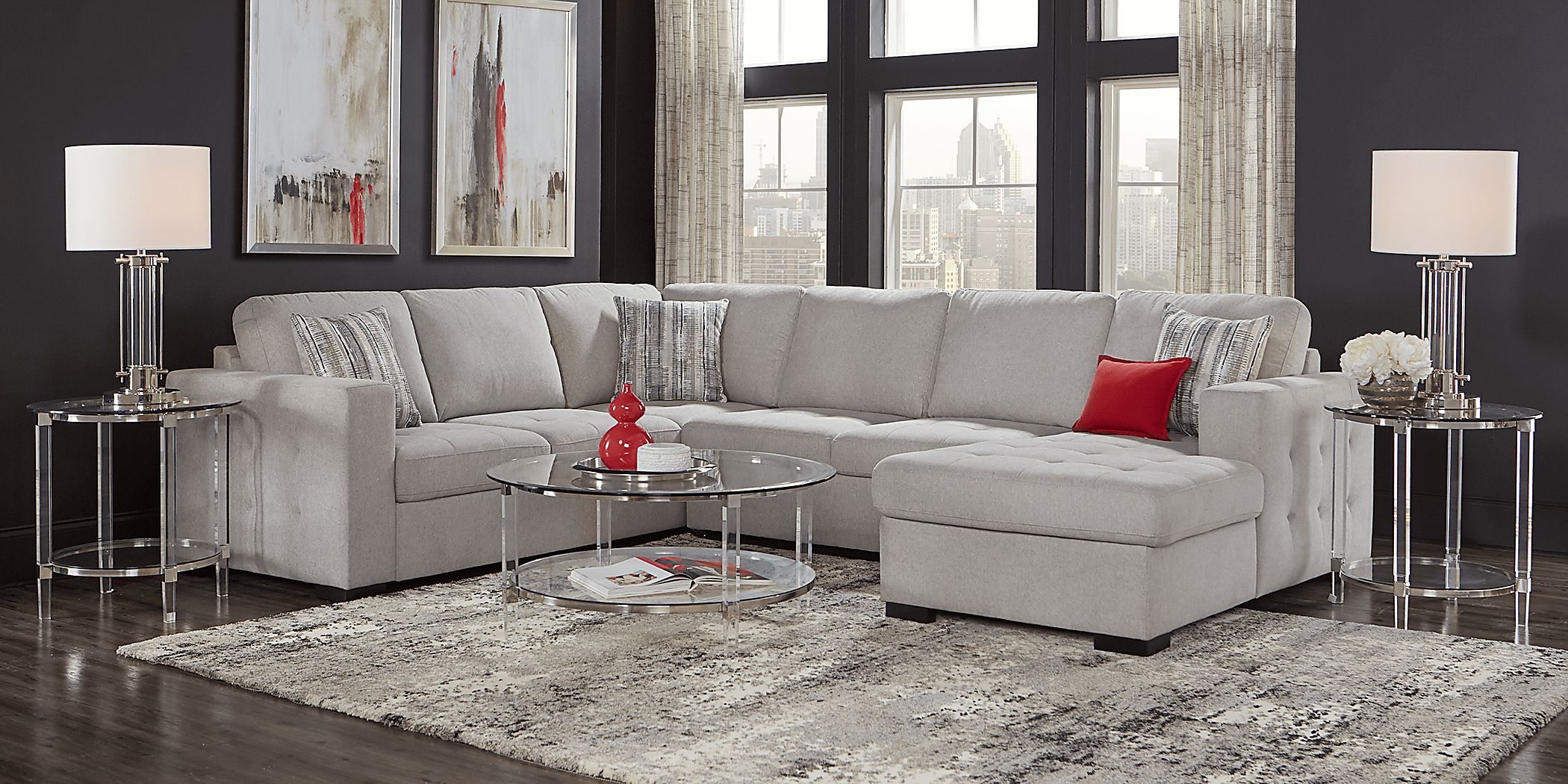 Angelino Heights Gray 3 Pc Sleeper Sectional Rooms To Go