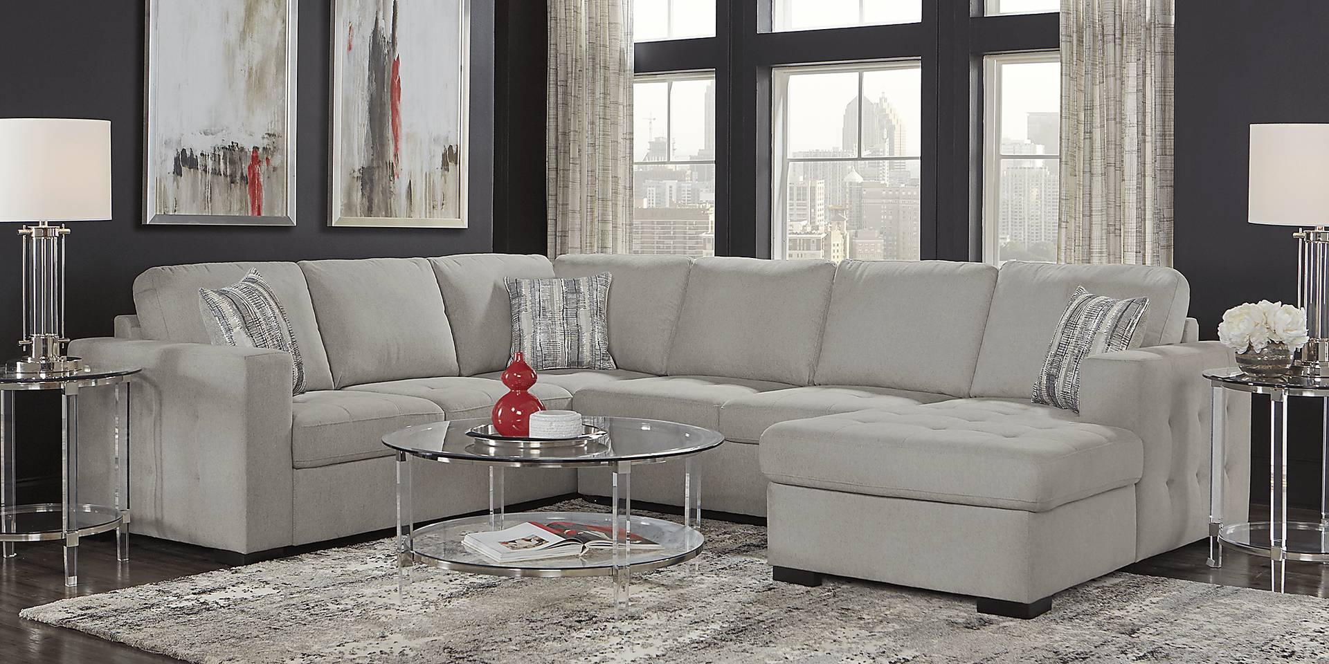 3 pc right arm chaise sleeper sectional