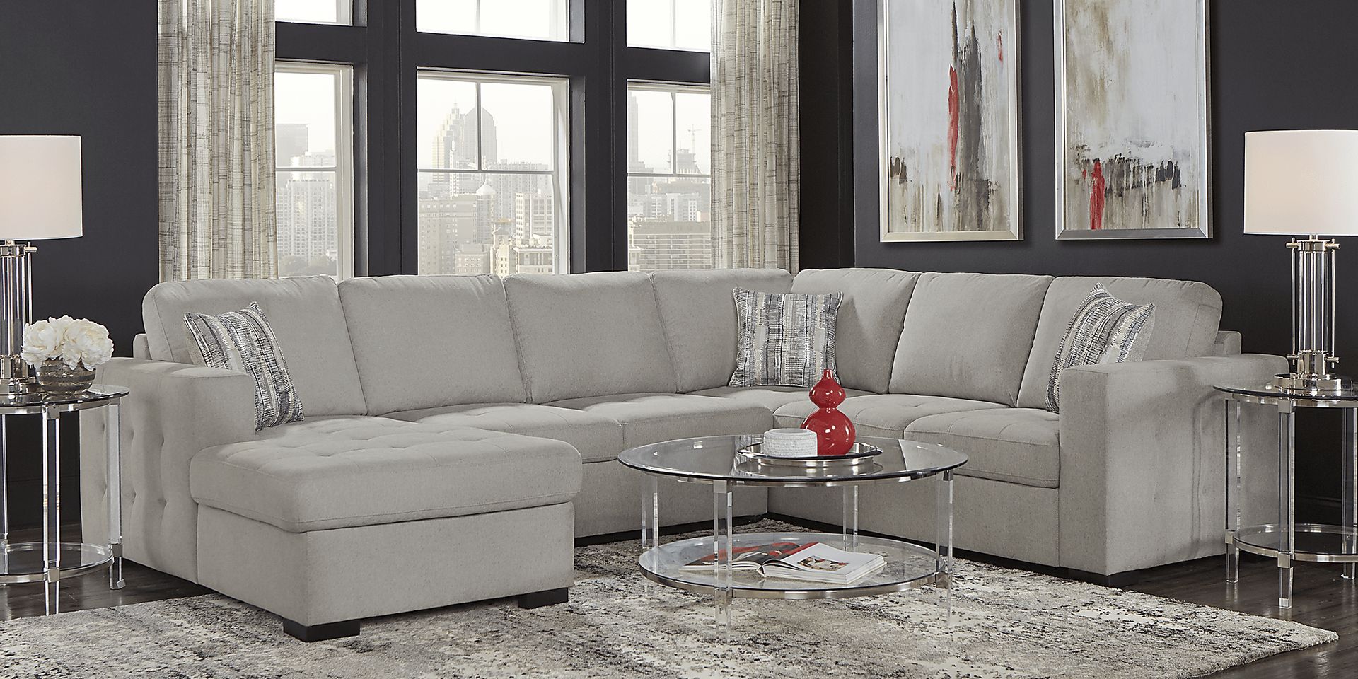 Angelino Heights Gray 3 Pc Sleeper Sectional - Image 2