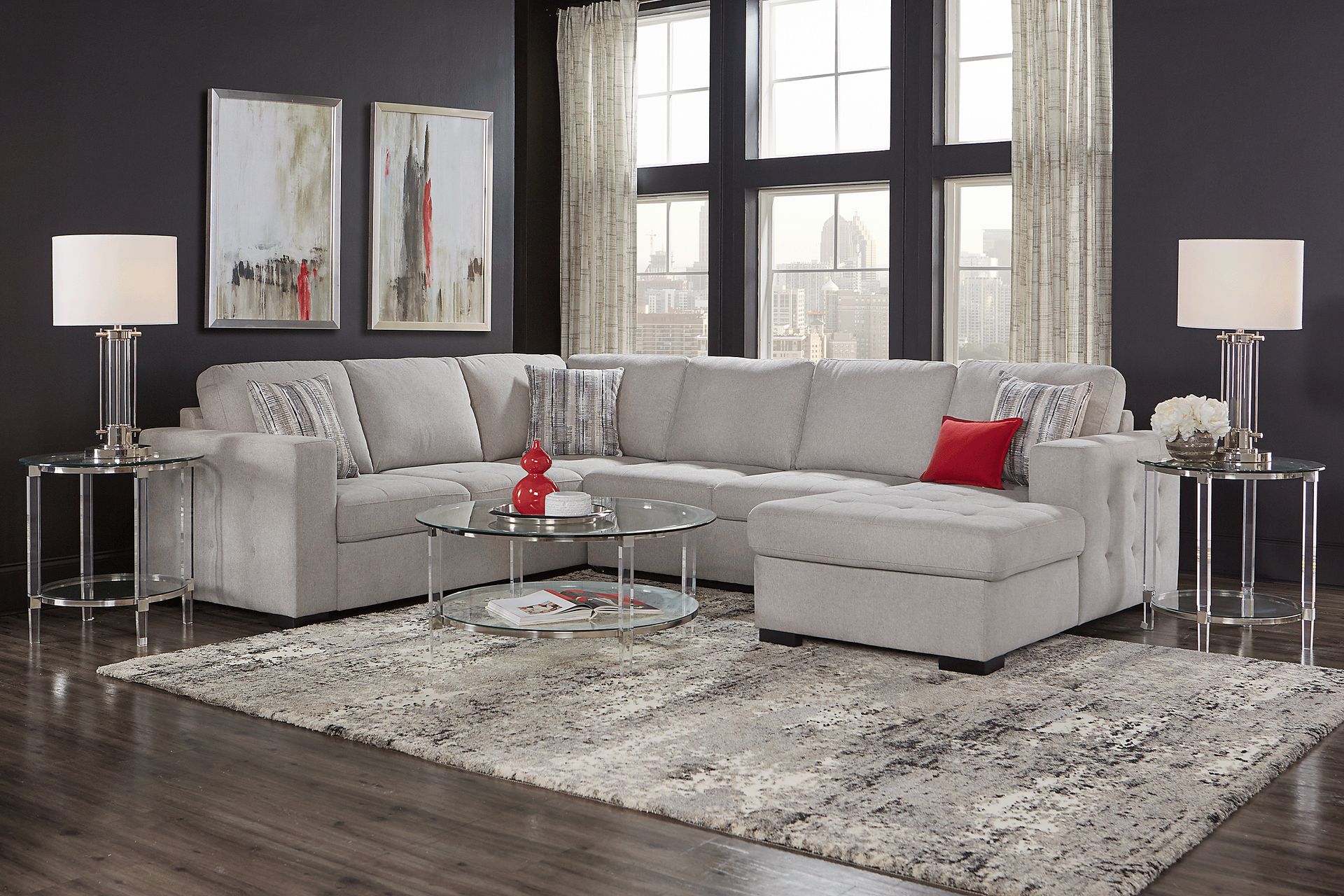 Angelino Heights Gray 3 Pc Sleeper Sectional - Image 2