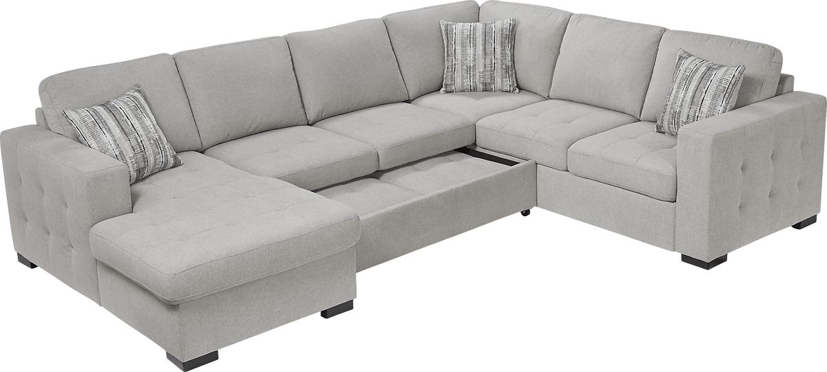 Angelino Heights Gray Polyester Fabric 3 Pc Left Arm Chaise Sleeper