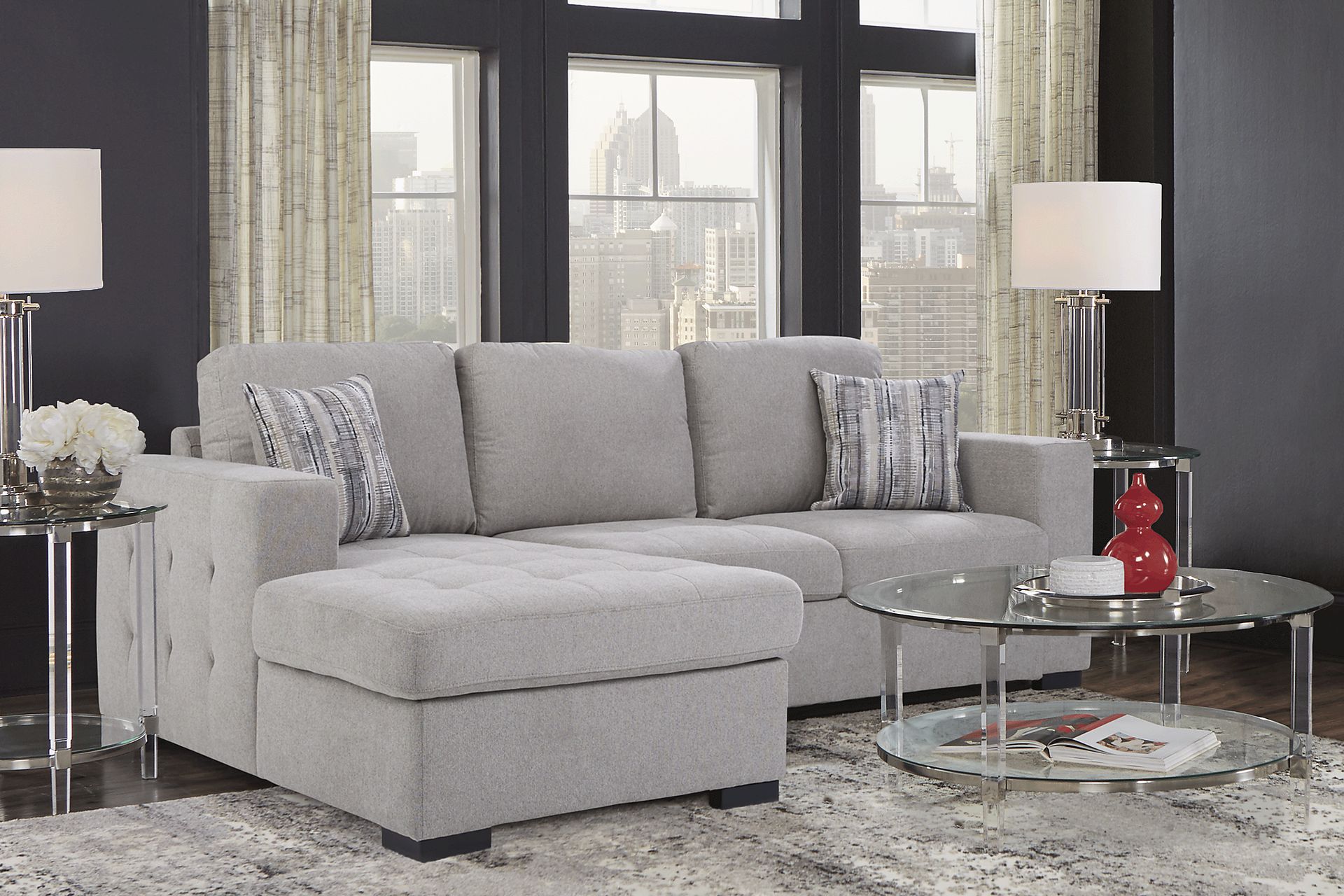 Angelino Heights Gray 5 Pc Sleeper Sectional Living Room - Image 1
