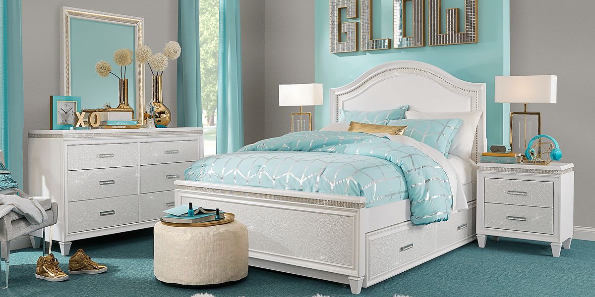 Angelique 5 Pc White Colors,White Full Bedroom Set With Chest, 3 Pc ...