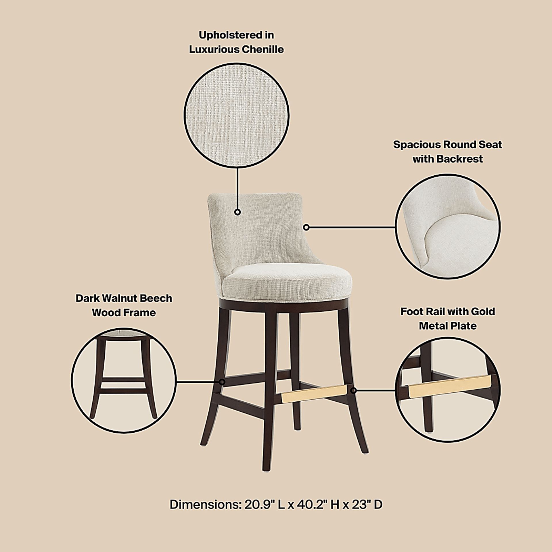 Angelphone Natural Barstool - Image 8