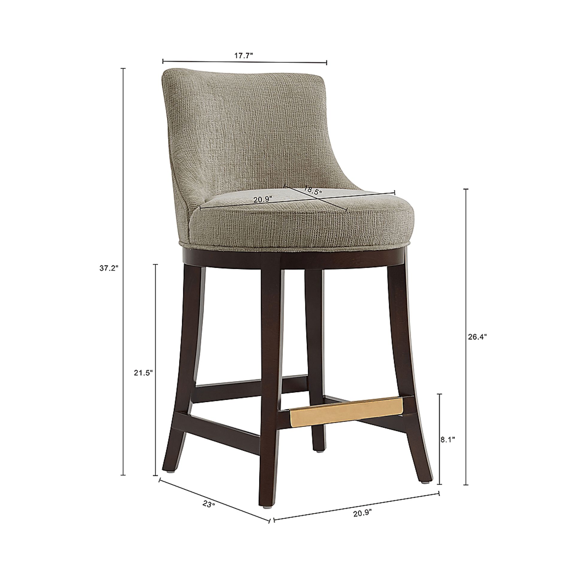Angelphone Taupe Counter Height Stool - Image 5