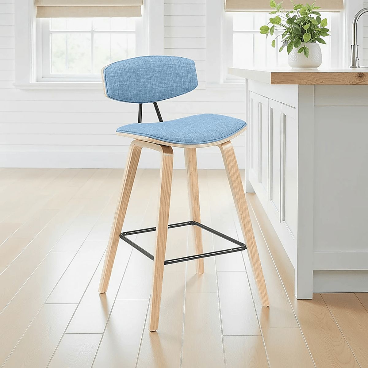 Angelstones III Blue Polyester Fabric Counter Height Stool | Rooms to Go