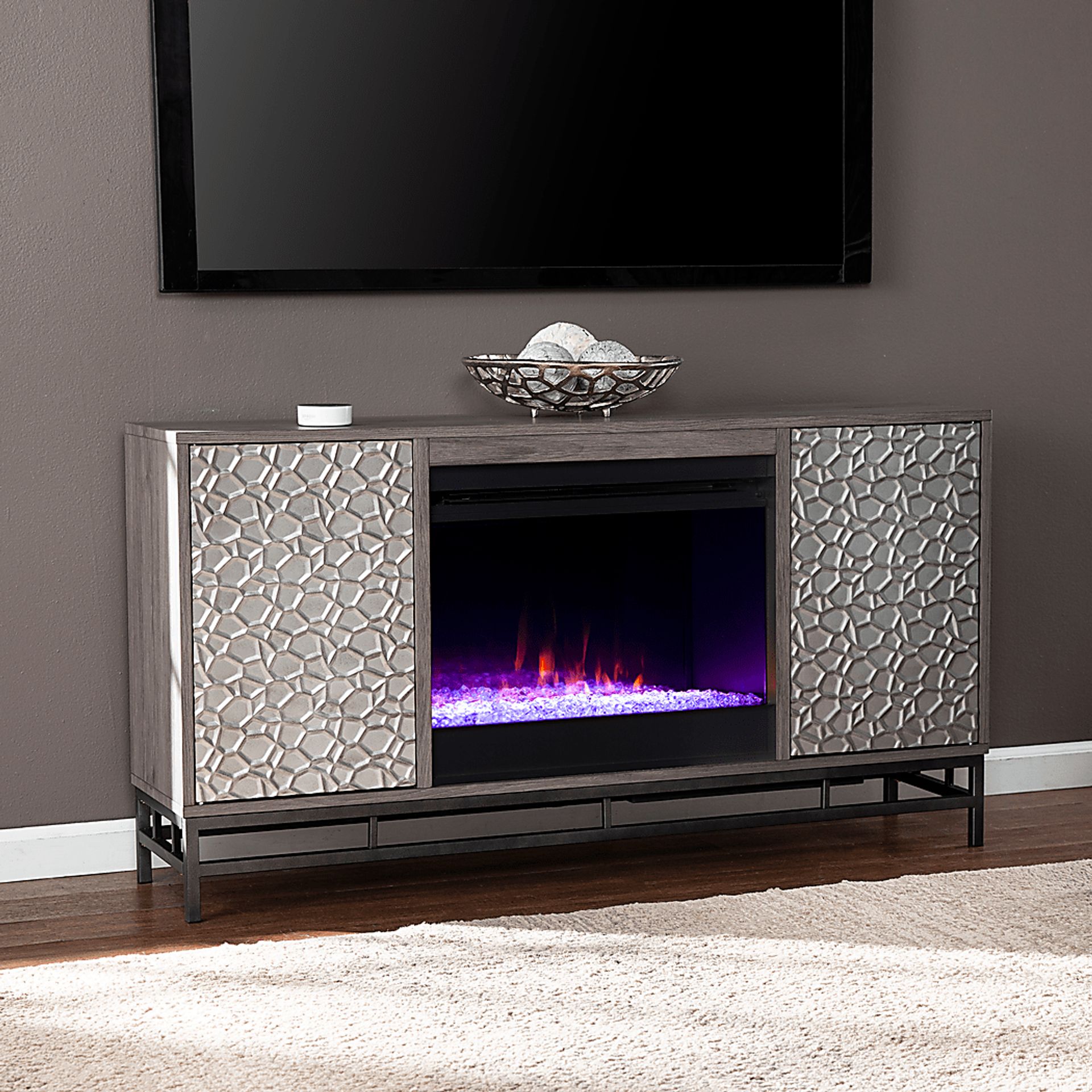 Angevine I Gray 54 in. Console, With Color Changing Electric Fireplace - Image 6