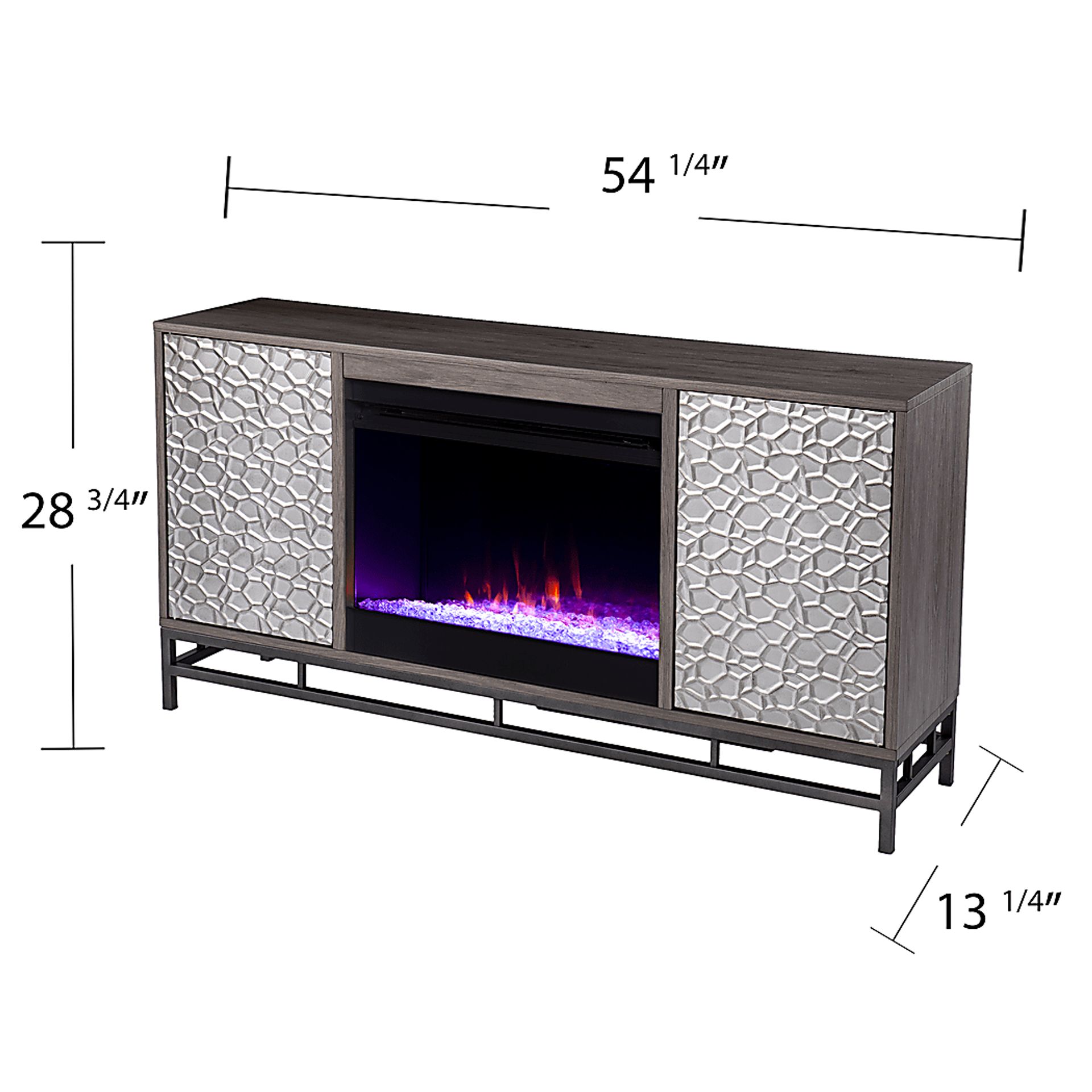 Angevine I Gray 54 in. Console, With Color Changing Electric Fireplace - Image 7