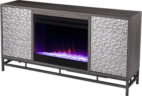 Angevine I Gray 54 in. Console, With Color Changing Electric Fireplace