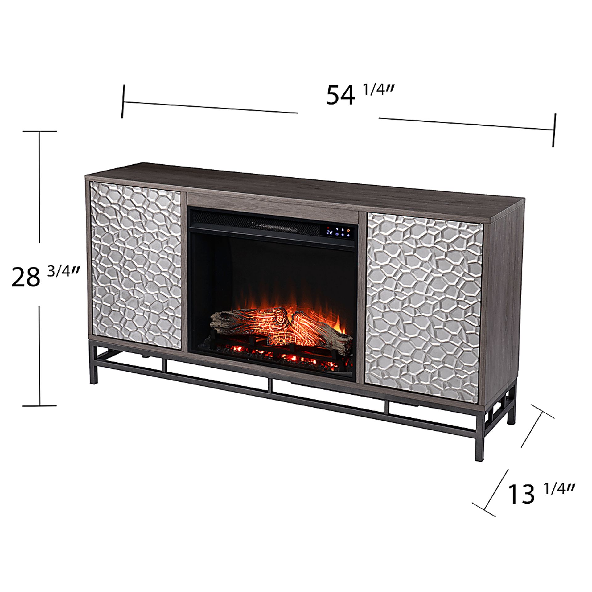 Angevine IV Gray 54 in. Console, With Touch Panel Electric Log Fireplace - Image 7