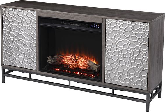 Angevine II Gray 54 in. Console, With Electric Log Fireplace